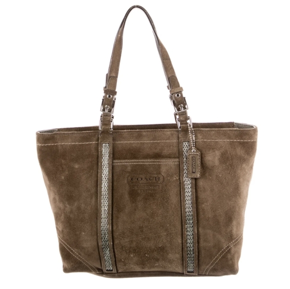 Coach 1941‎ Brown Suede Beaded Tote Bag - Picture 1 of 16